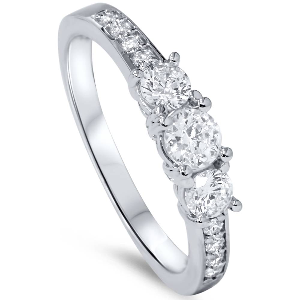 Platinum 1Ct Lab Grown Diamond Three Stone Engagement Ring