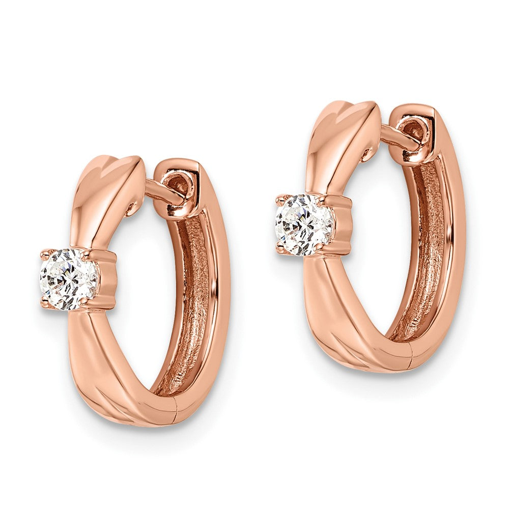 14K Rose Gold 1/5 CT Lab Grown Diamond Hinged Hoop Earrings VS Clarity G-H Color
