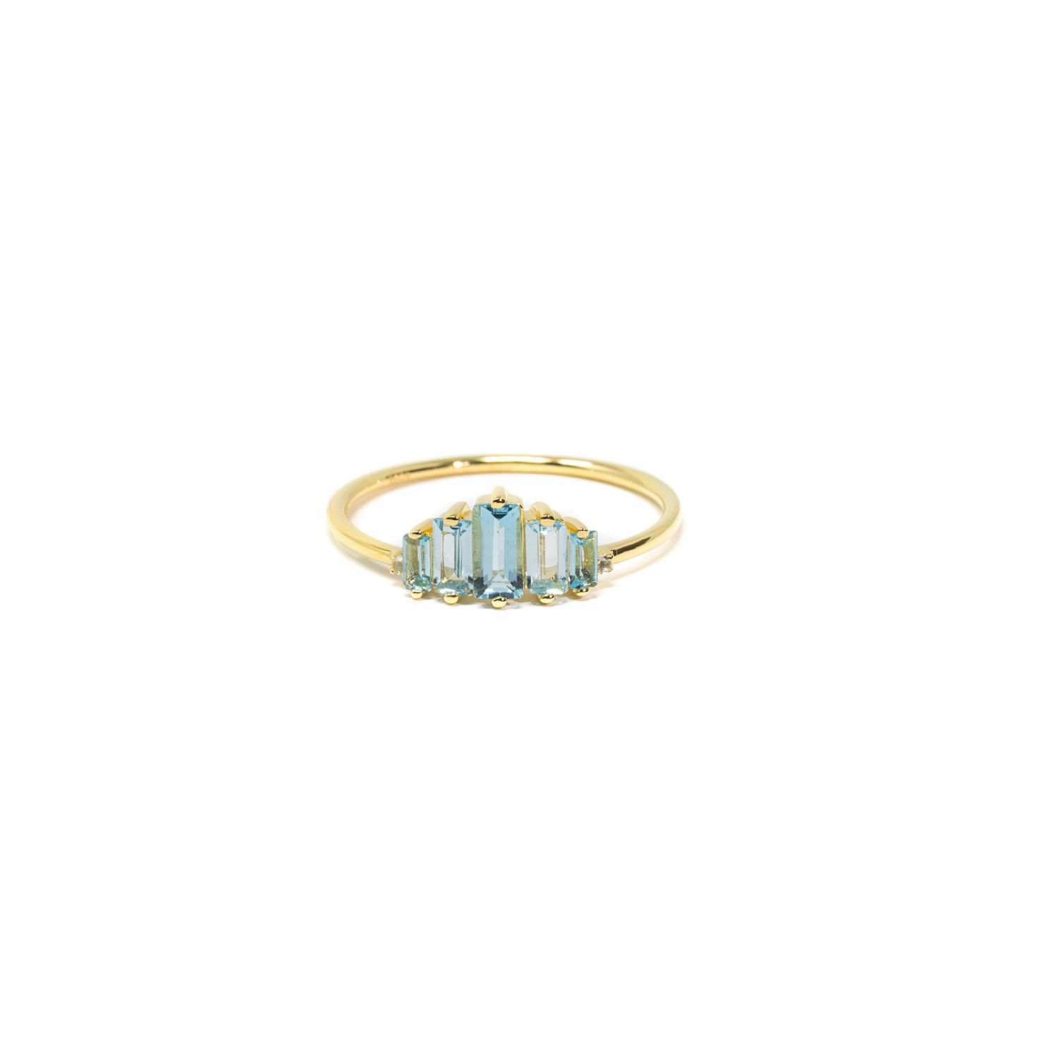 Aaliyah Baguette Ring- Blue Topaz, Gold