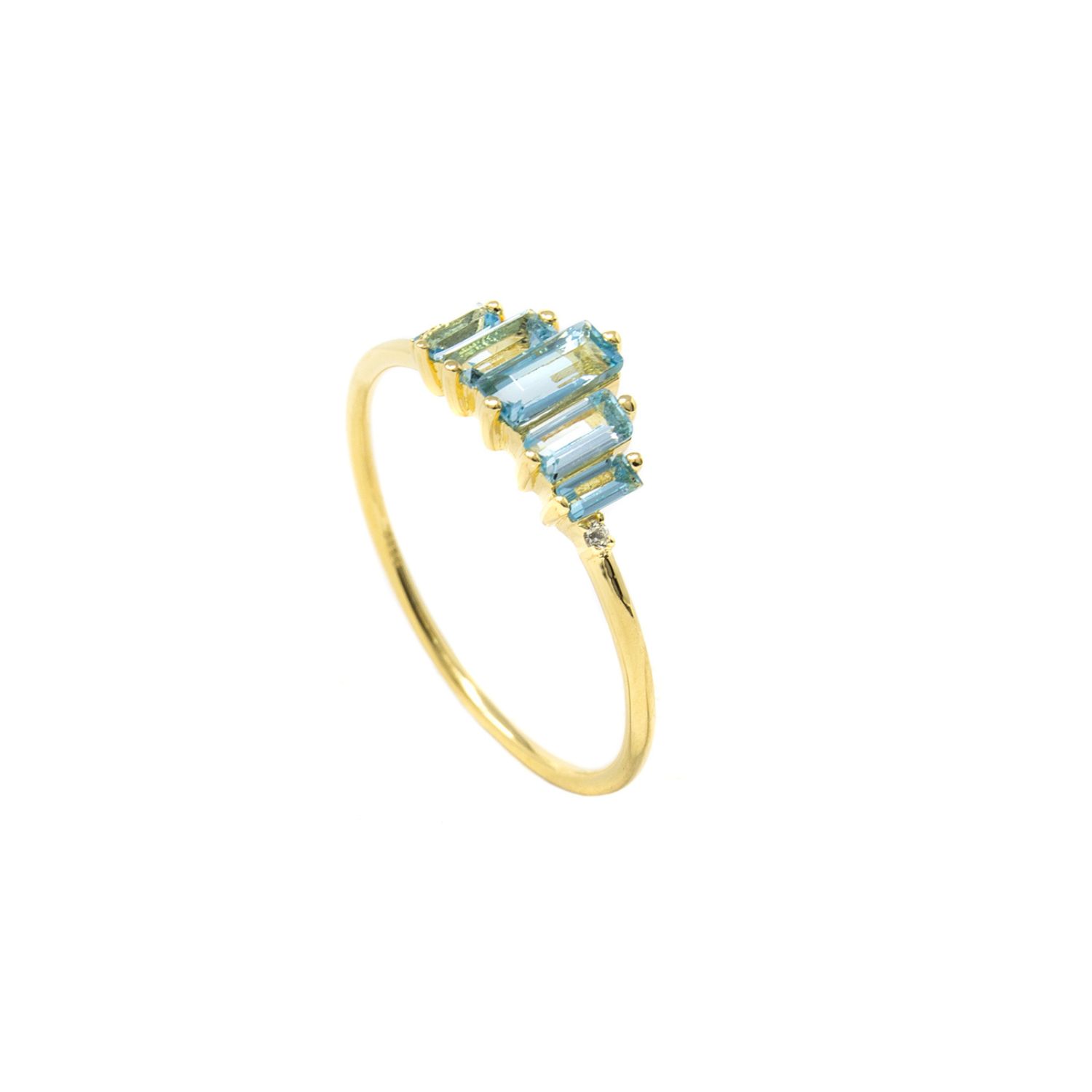 Aaliyah Baguette Ring- Blue Topaz, Gold