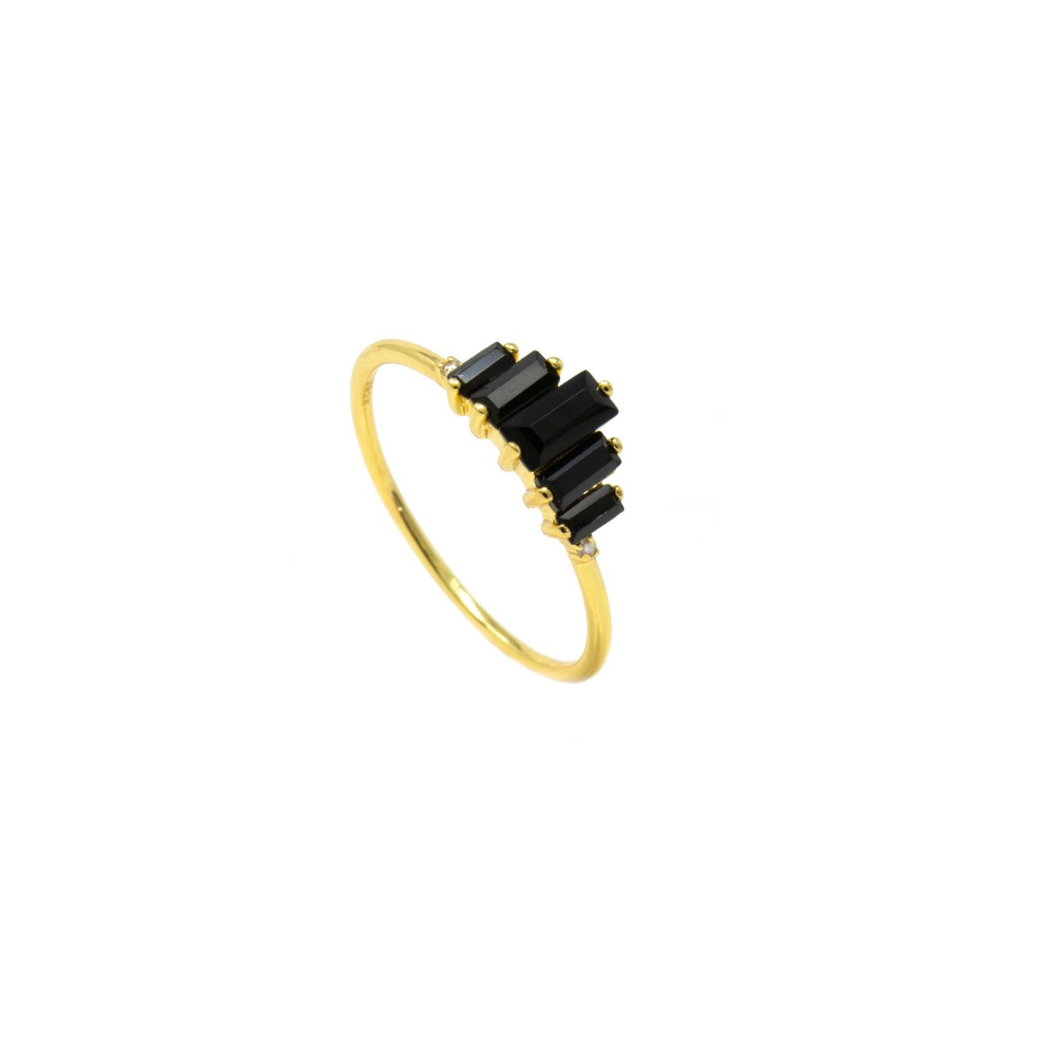 Aaliyah Baguette Ring- Onyx, Gold