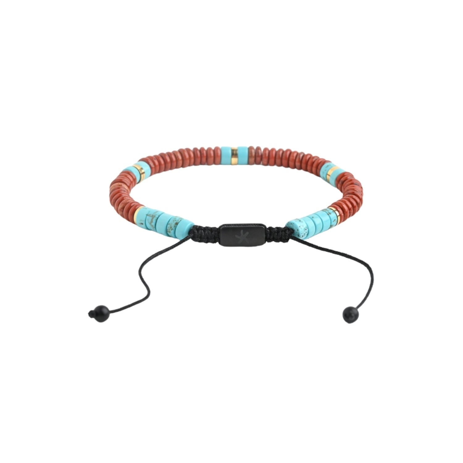 Aang Turquoise & Red Jasper Rope Beaded Bracelet