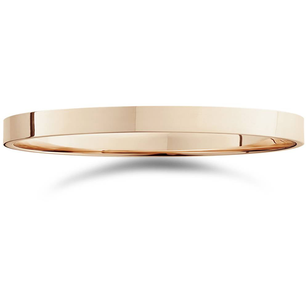 2mm Flat High Polished Wedding Band 14K Rose Gold Size Selectable