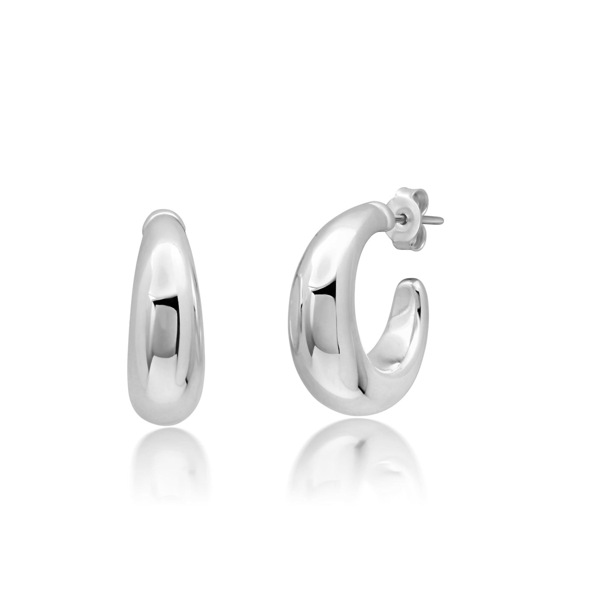 Sterling Silver Round Polished Open Hoop Earrings