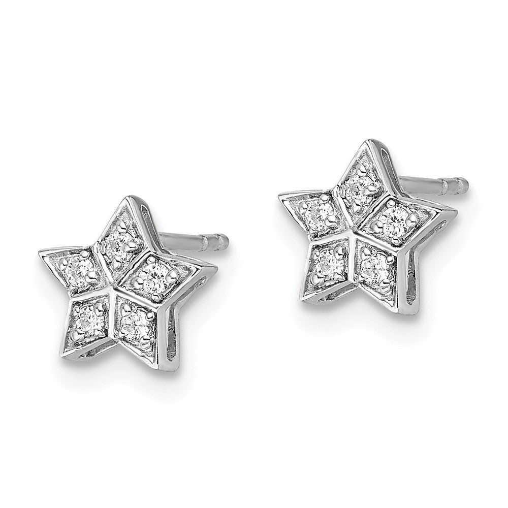 14k White Gold 1/10 CT Lab Grown Diamond Star Stud Earrings