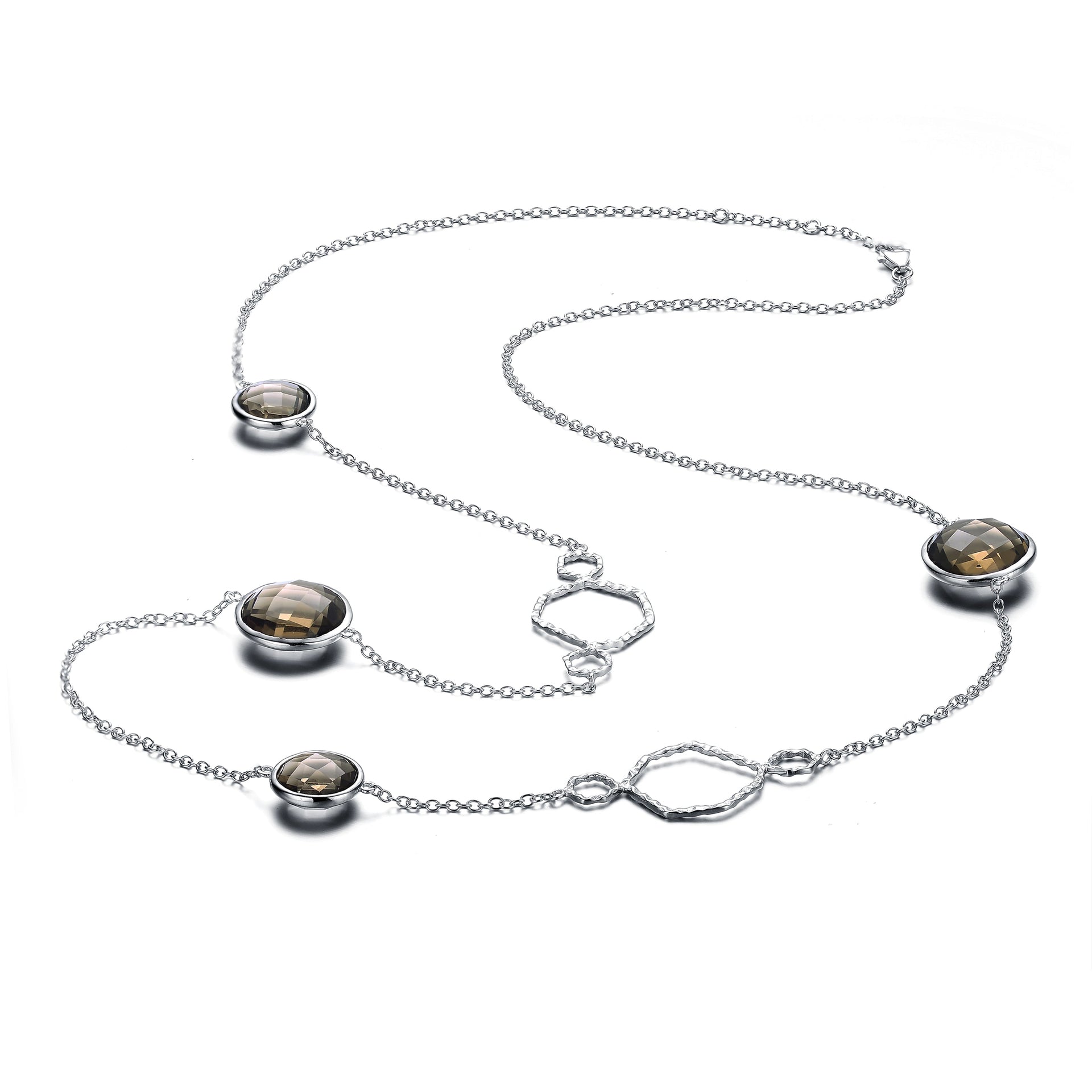 Sterling Silver Brown Cubic Zirconia Station Necklace
