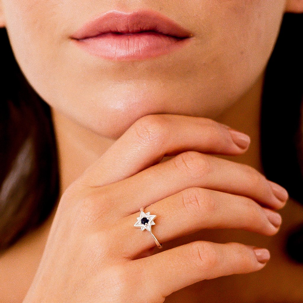 Guiding North Star Silver Ring - Sapphire