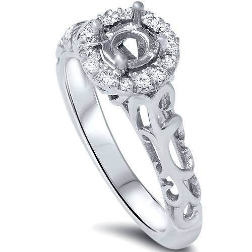 1/10ct Vintage Halo Diamond Engagement Setting 950 Platinum