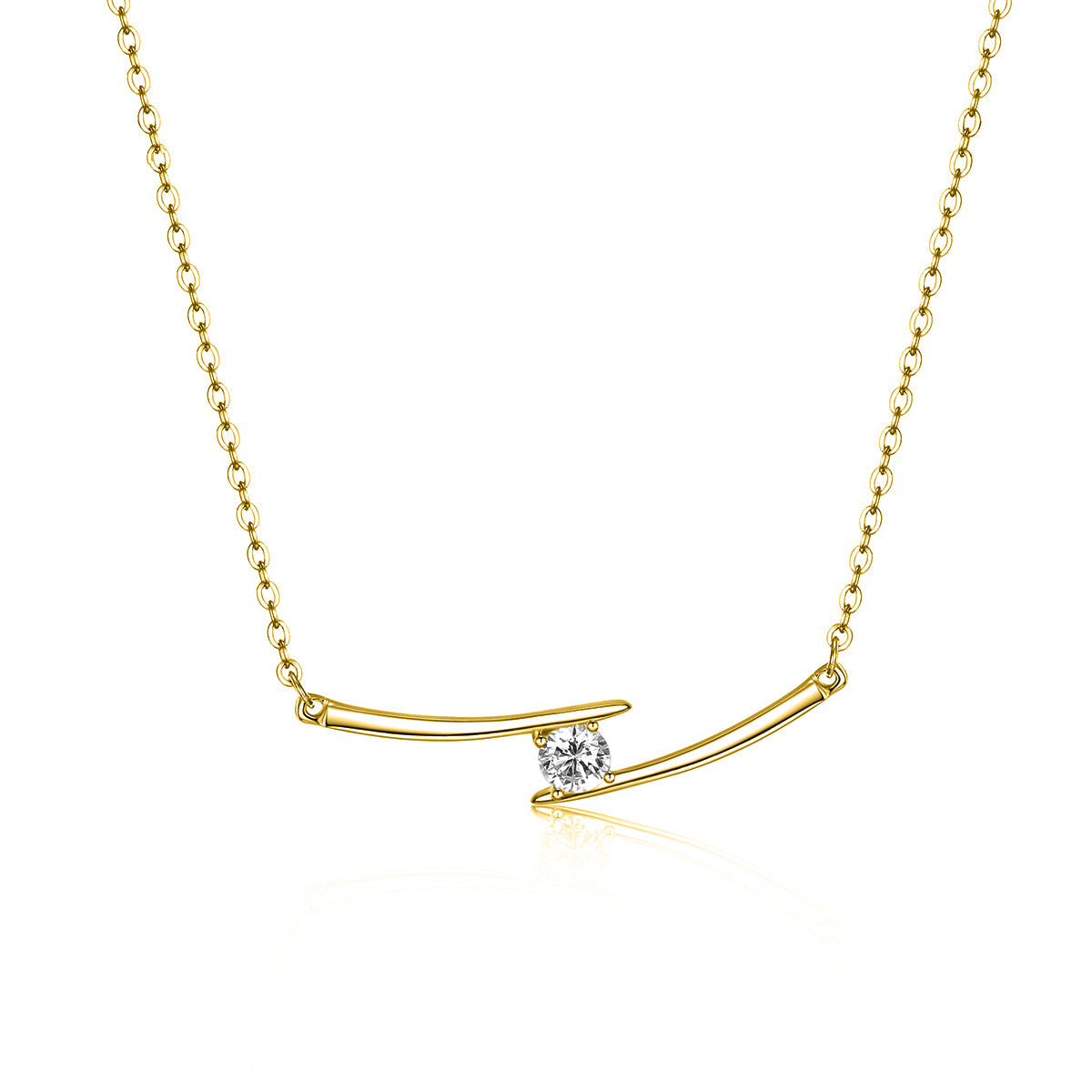 Sterling Silver 14k Yellow Gold Plated with 0.30ctw Lab Created Moissanite Necklace