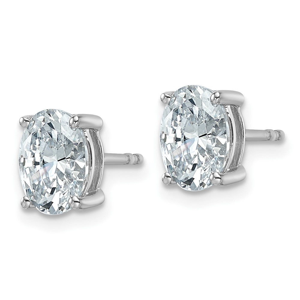 14k White Gold 2 CT Oval Lab Grown Diamond Stud Earrings VS Clarity D-E Color