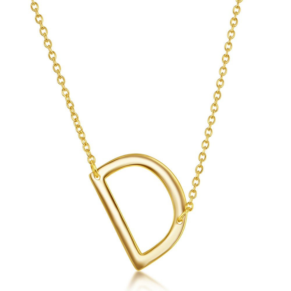 Sterling Silver Sideways Initial Necklace - Gold Plated
