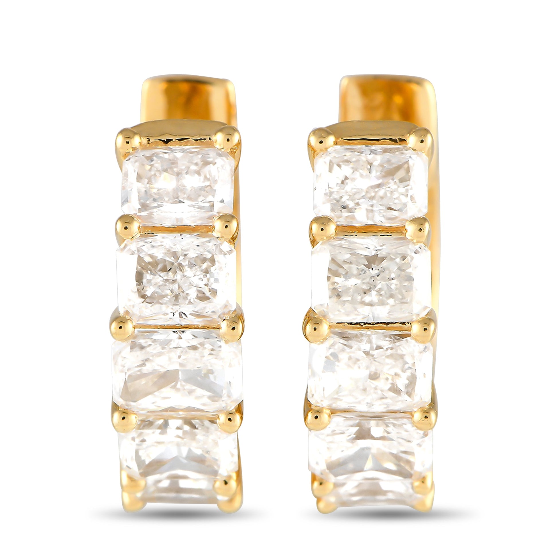 LB Exclusive 18K Yellow Gold 2.05ct Diamond Hoop Earrings