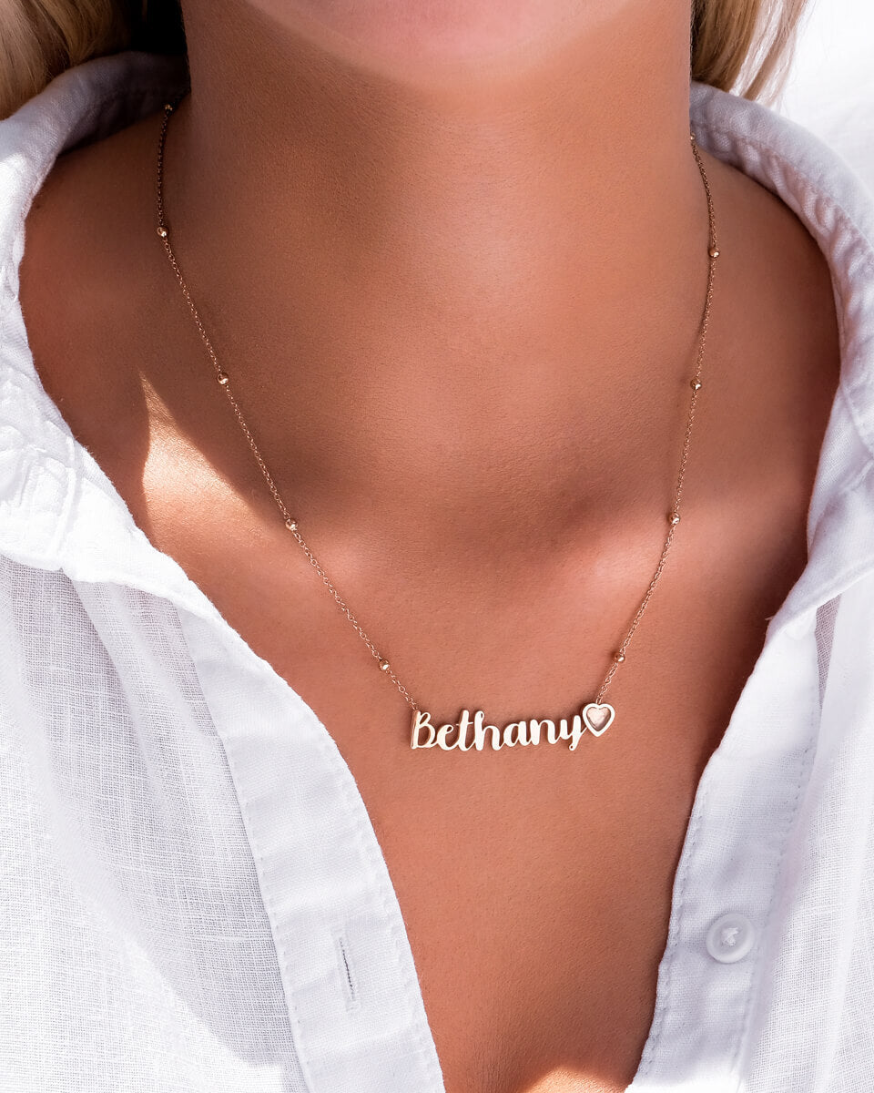 Birthstone Name Necklace (Rose Gold)