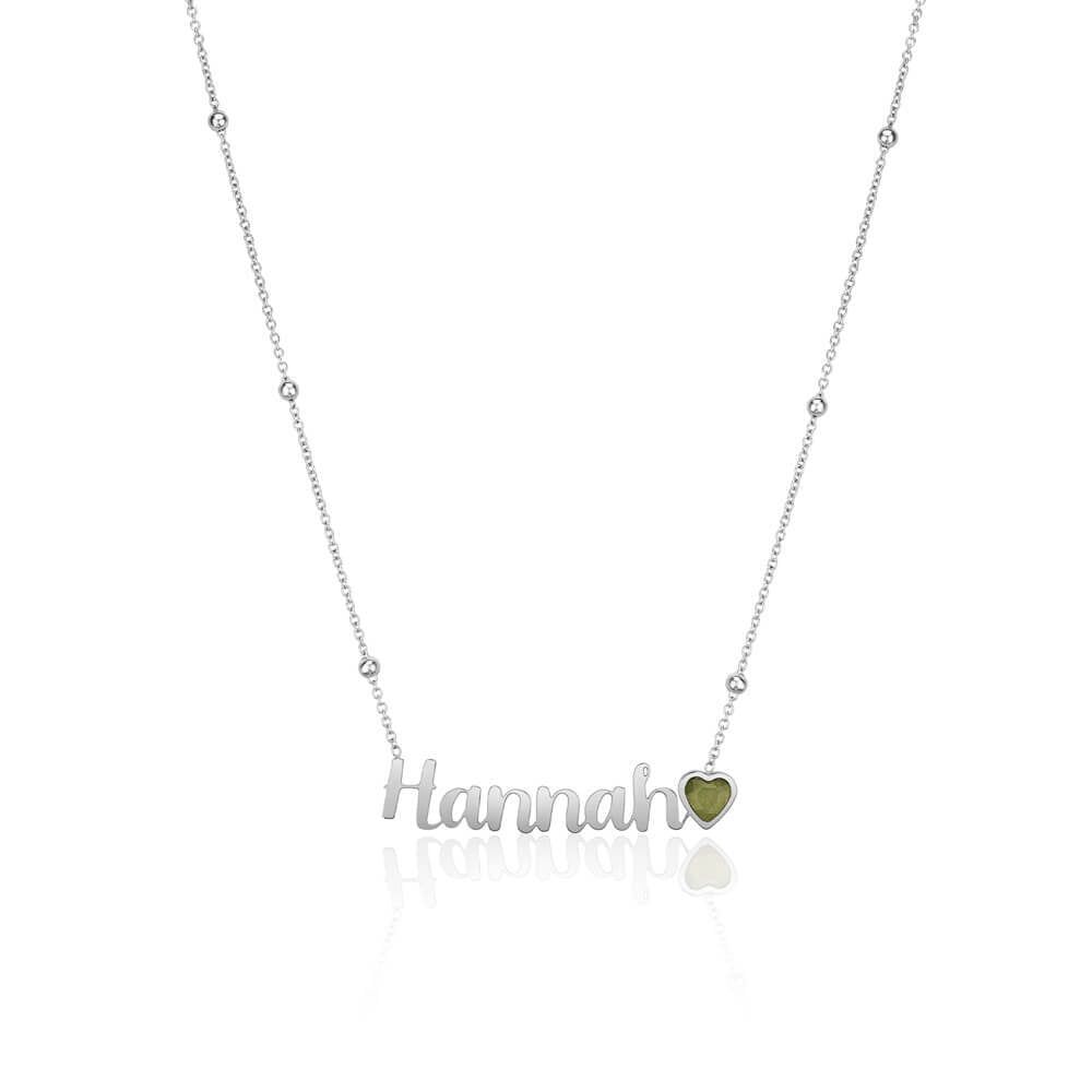 Birthstone Name Necklace (Silver)