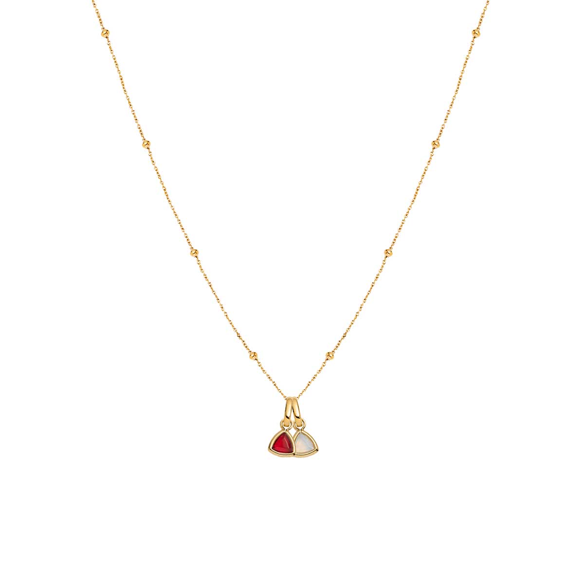 Droplet Birthstone Sphere Chain Necklace (Gold)