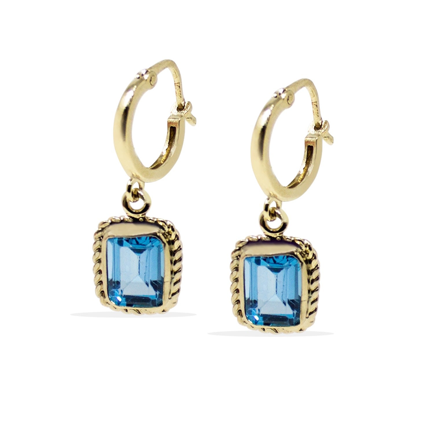Luccichio Gold Vermeil Blue Topaz Hoop Earrings