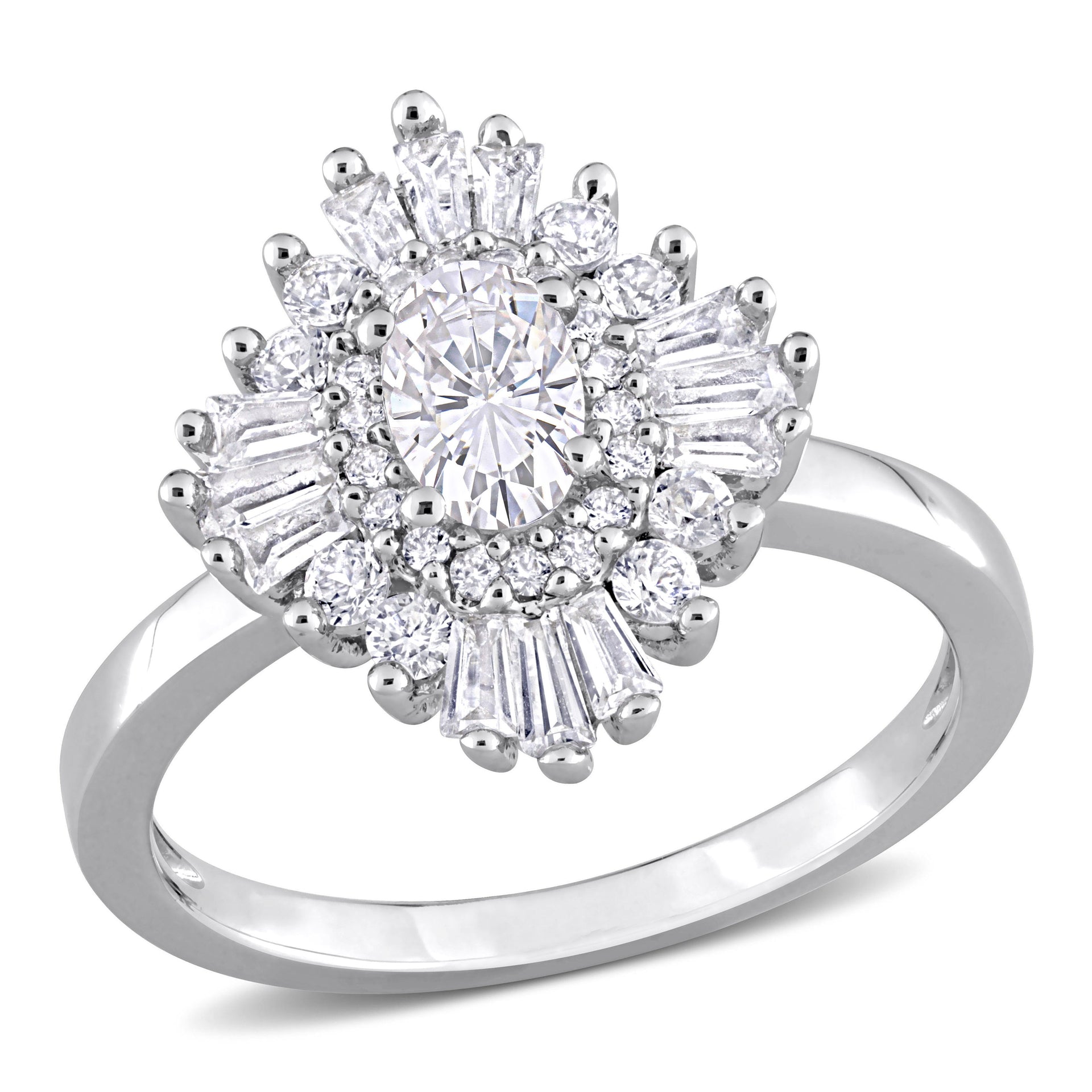 Mimi & Max 2 3/8 CT TGW Created White Sapphire Floral Ring in Sterling Silver