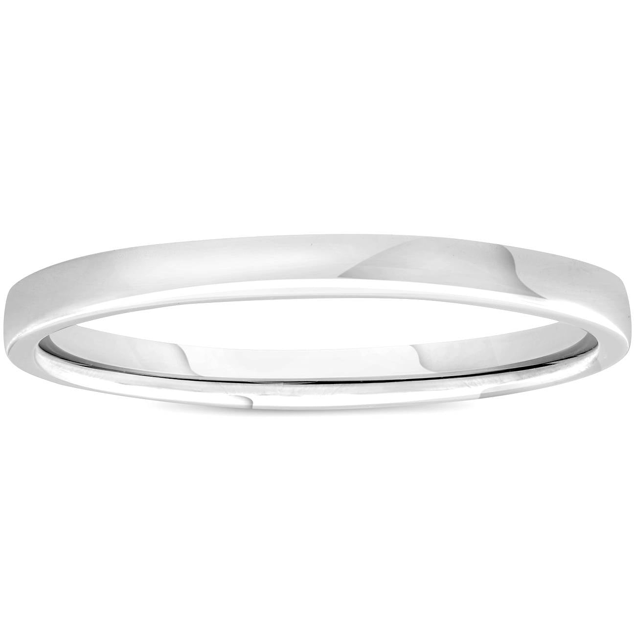 2mm Plain Polished Platinum Comfort Wedding Band Size Selectable