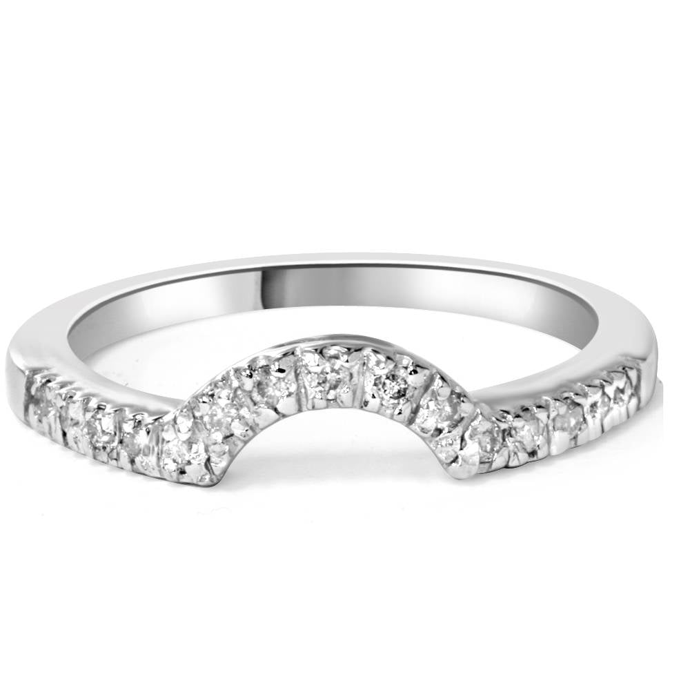 1/4 ct Curved Diamond Notched Wedding Ring Enhancer 14K White Gold