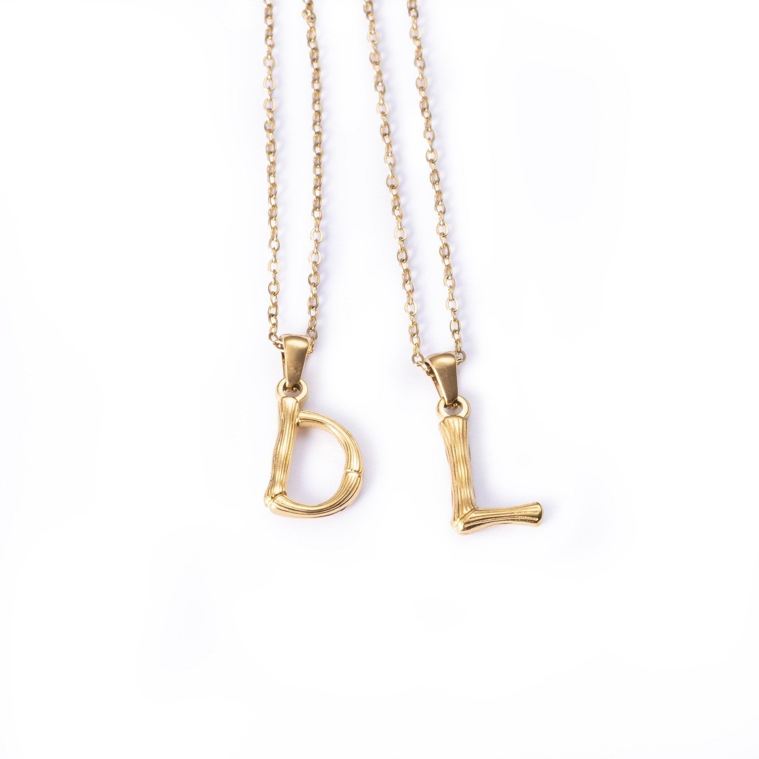 Abìdì Chunky Bamboo Initial Necklace – Gold-Plated Stainless Steel