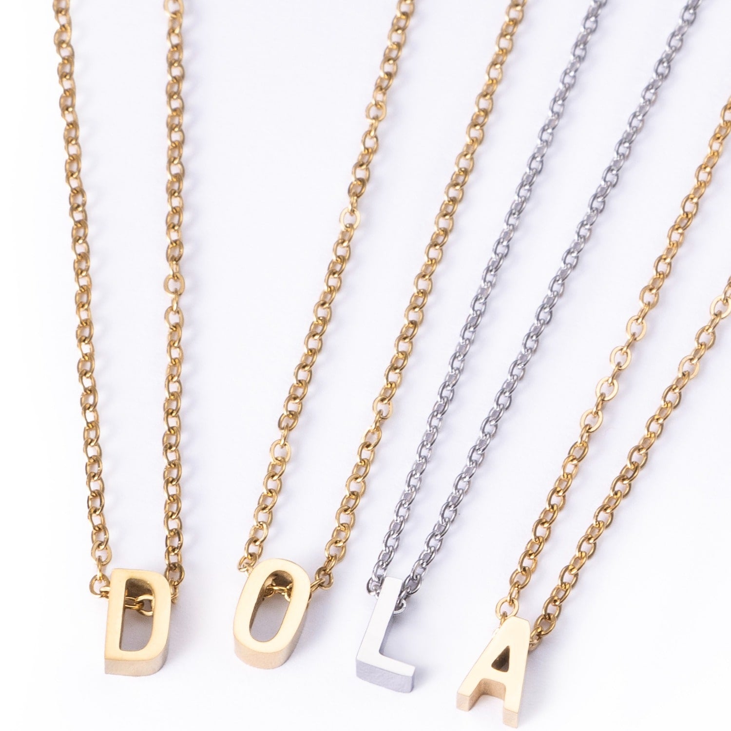 Abìdì Letter Necklace – Silver-Plated Stainless Steel Initial Pendant