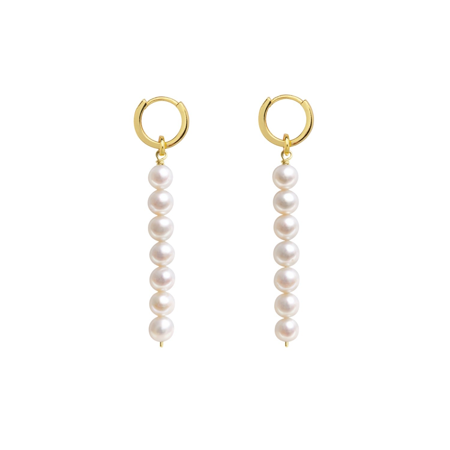 Linea Pearl Hoop Earrings - Gold