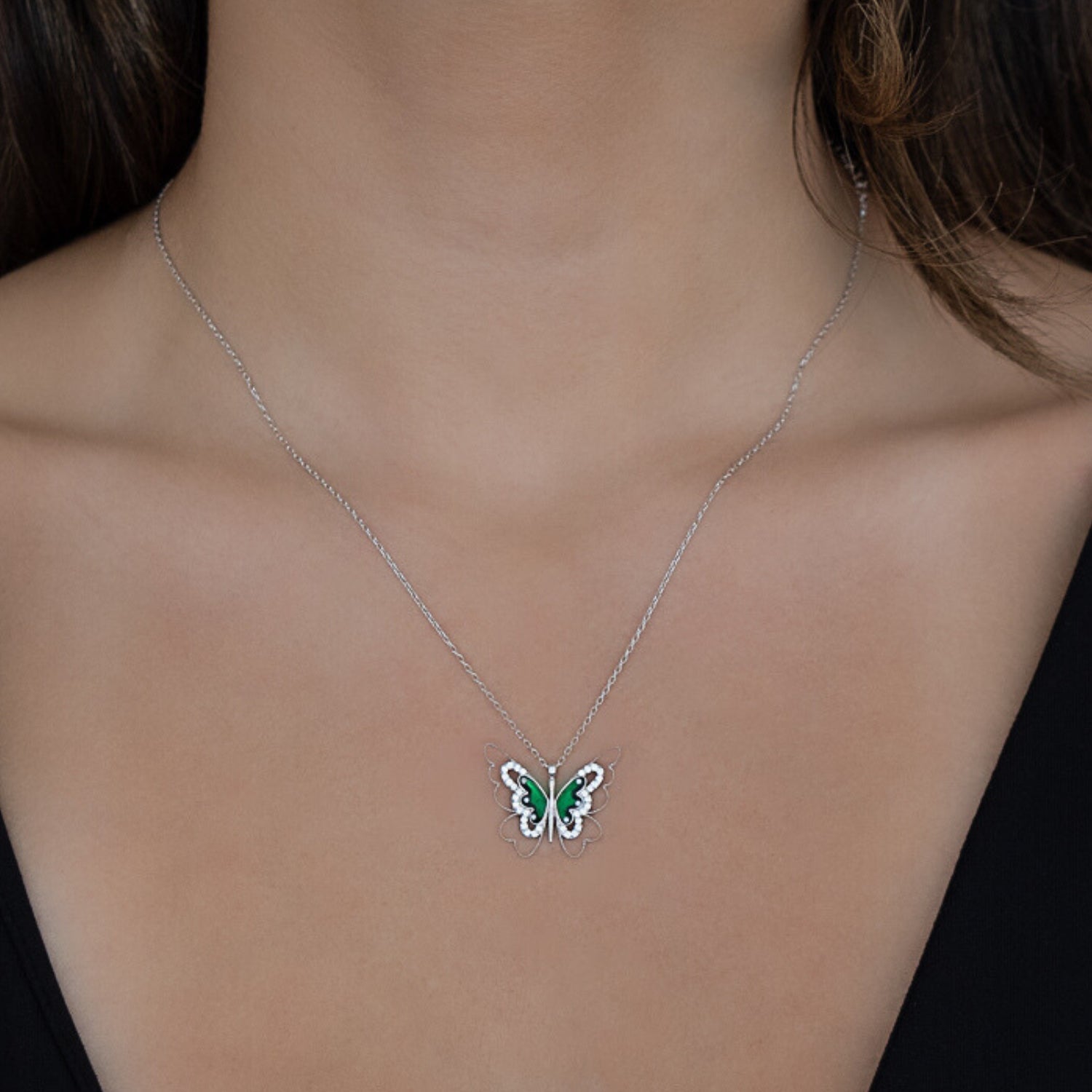 Abundance Green Butterfly Necklace - Green