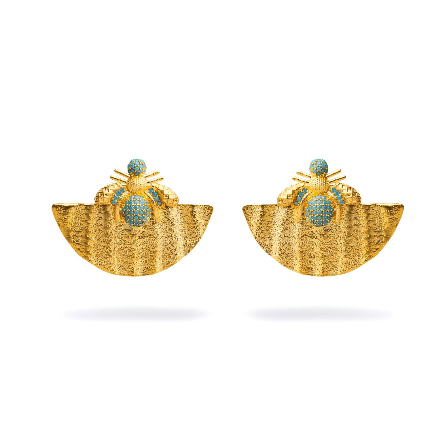 Abundance Honey Bee Turquoise & Gold Chunky Earrings - Turquoise