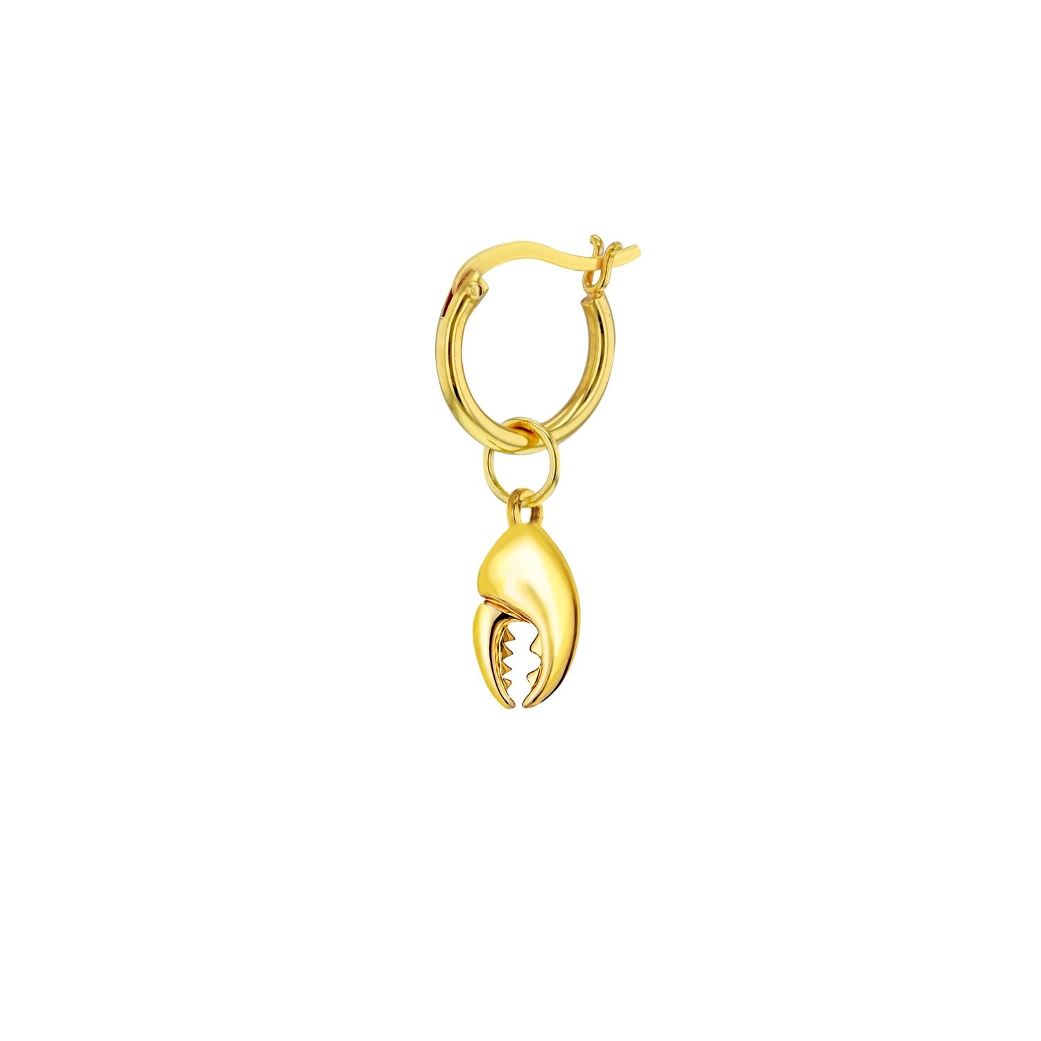 18Kt Gold Plated Crab Claw Earring On Gold Hoop
