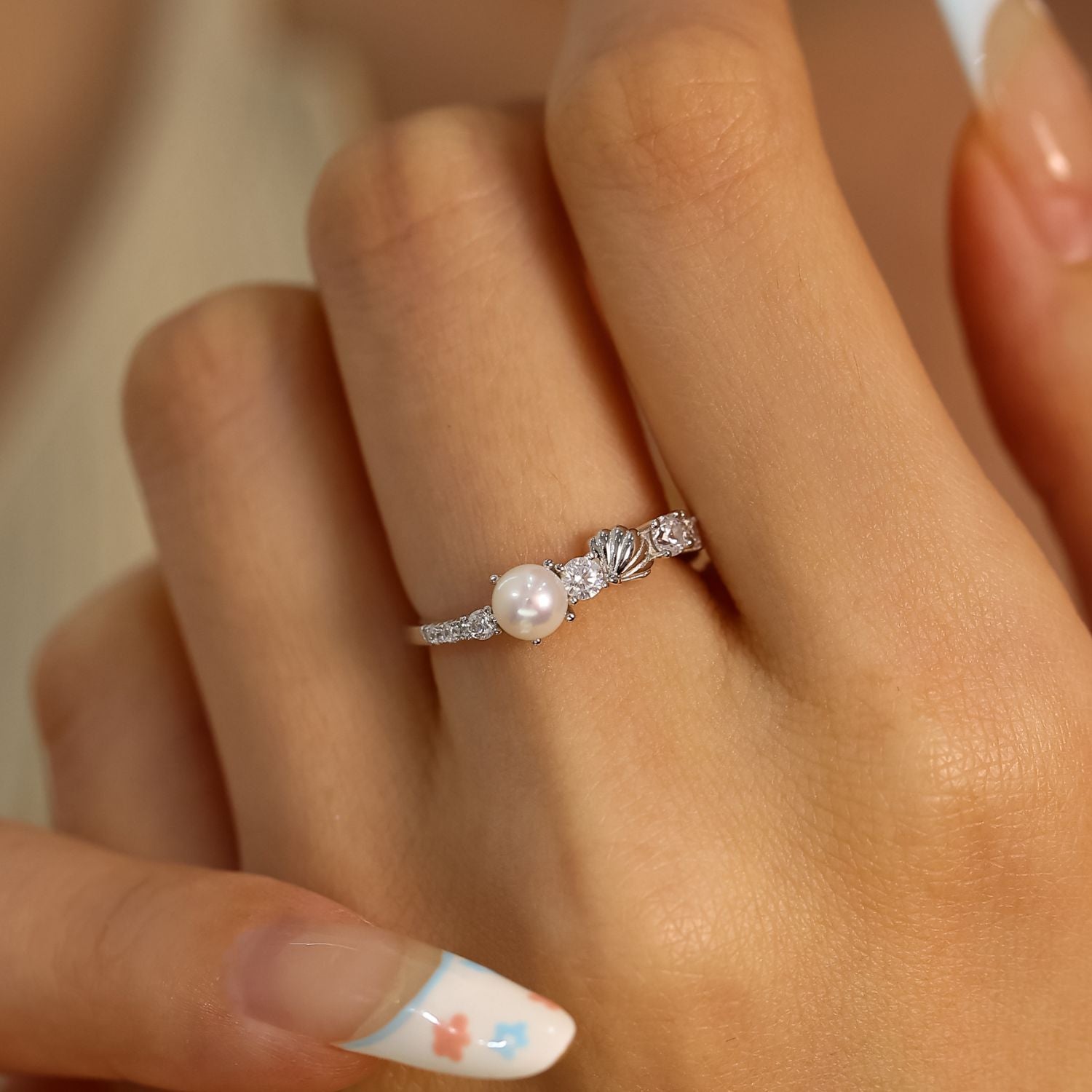 Abyssal Pearl Ring White Gold Vermeil