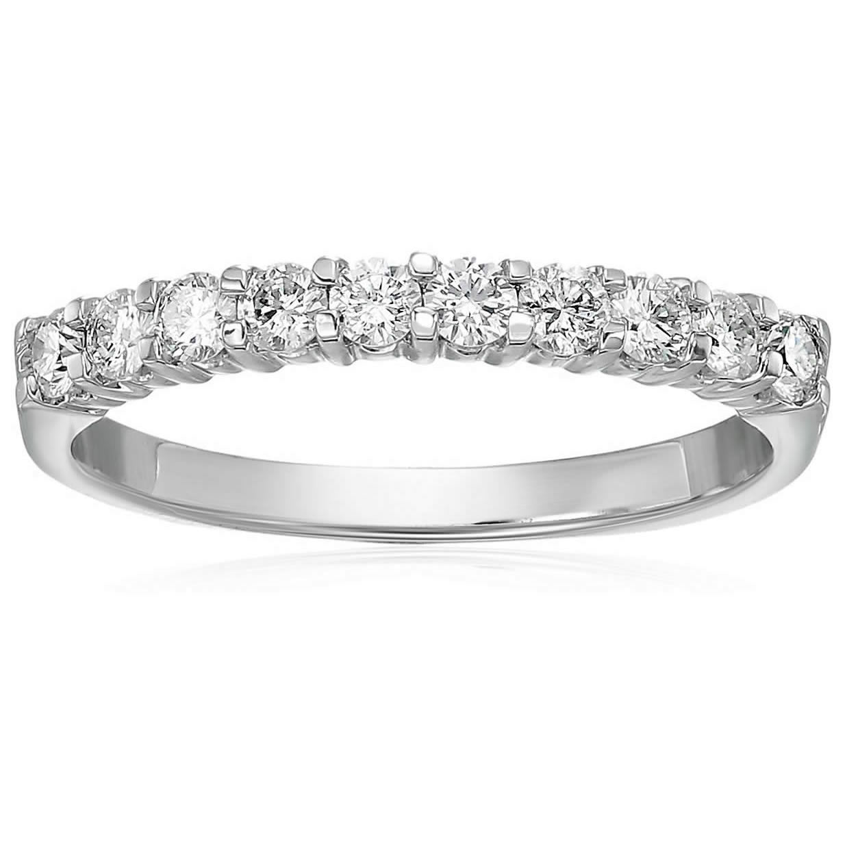 3/4 Cttw Diamond Wedding Band 14K White Gold 10 Stones Prong Set Round