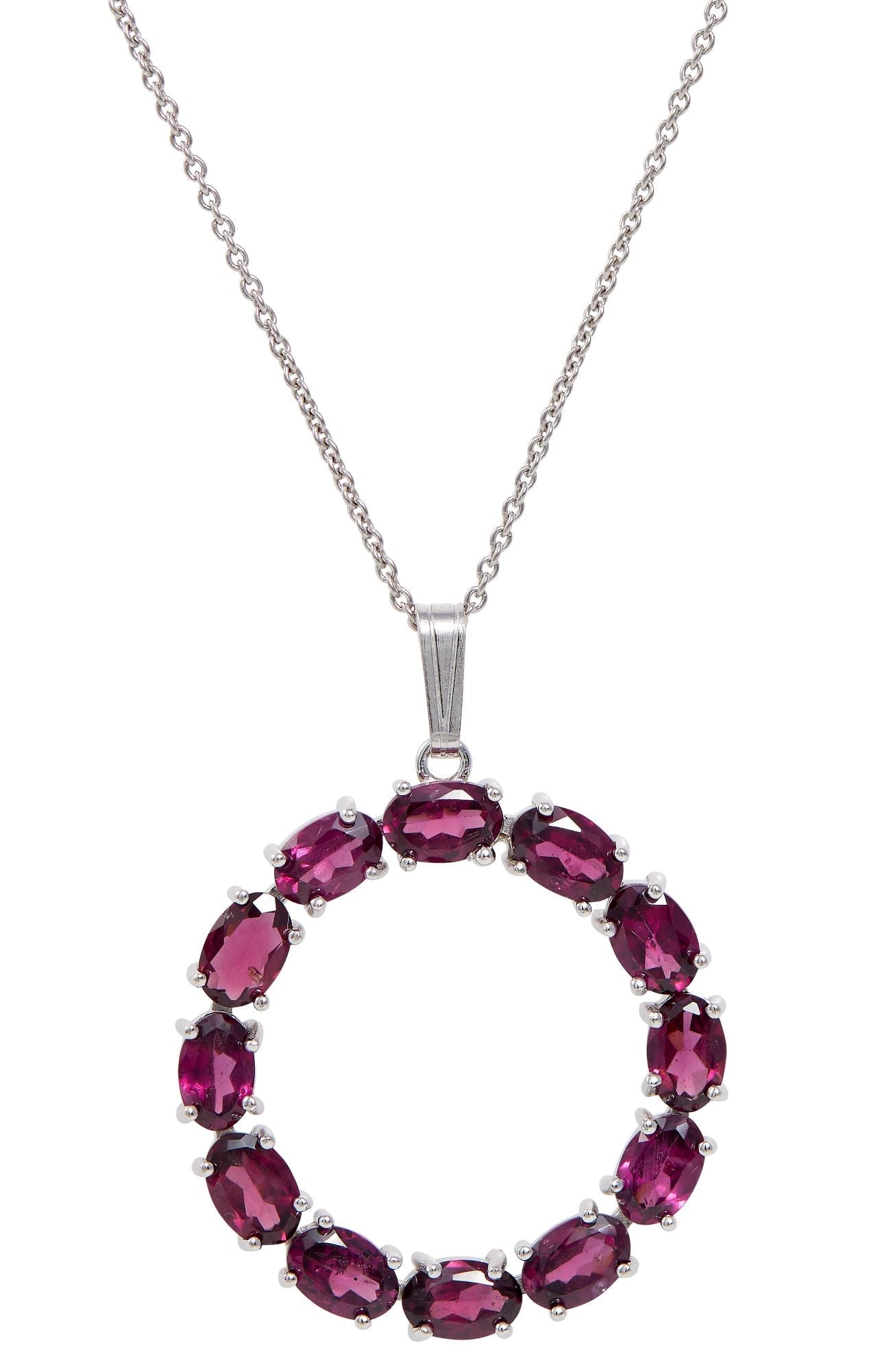 STERLING SILVER RHODOLITE CIRCLE PENDANT