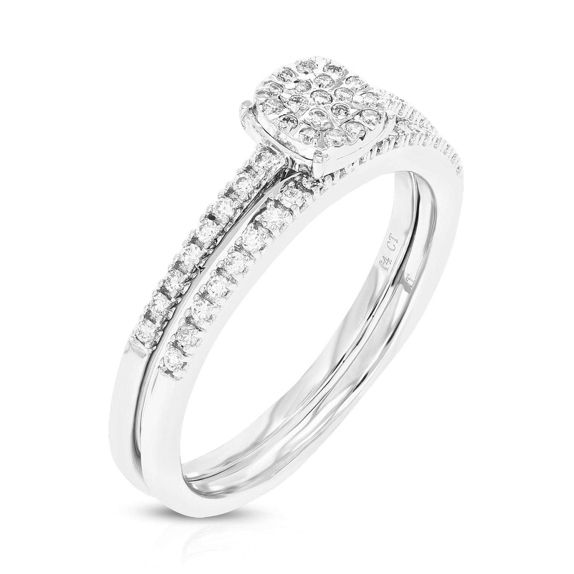 1/4 cttw 54 Stones Round Lab Grown Diamond Bridal Set .925 Sterling Silver Prong Set