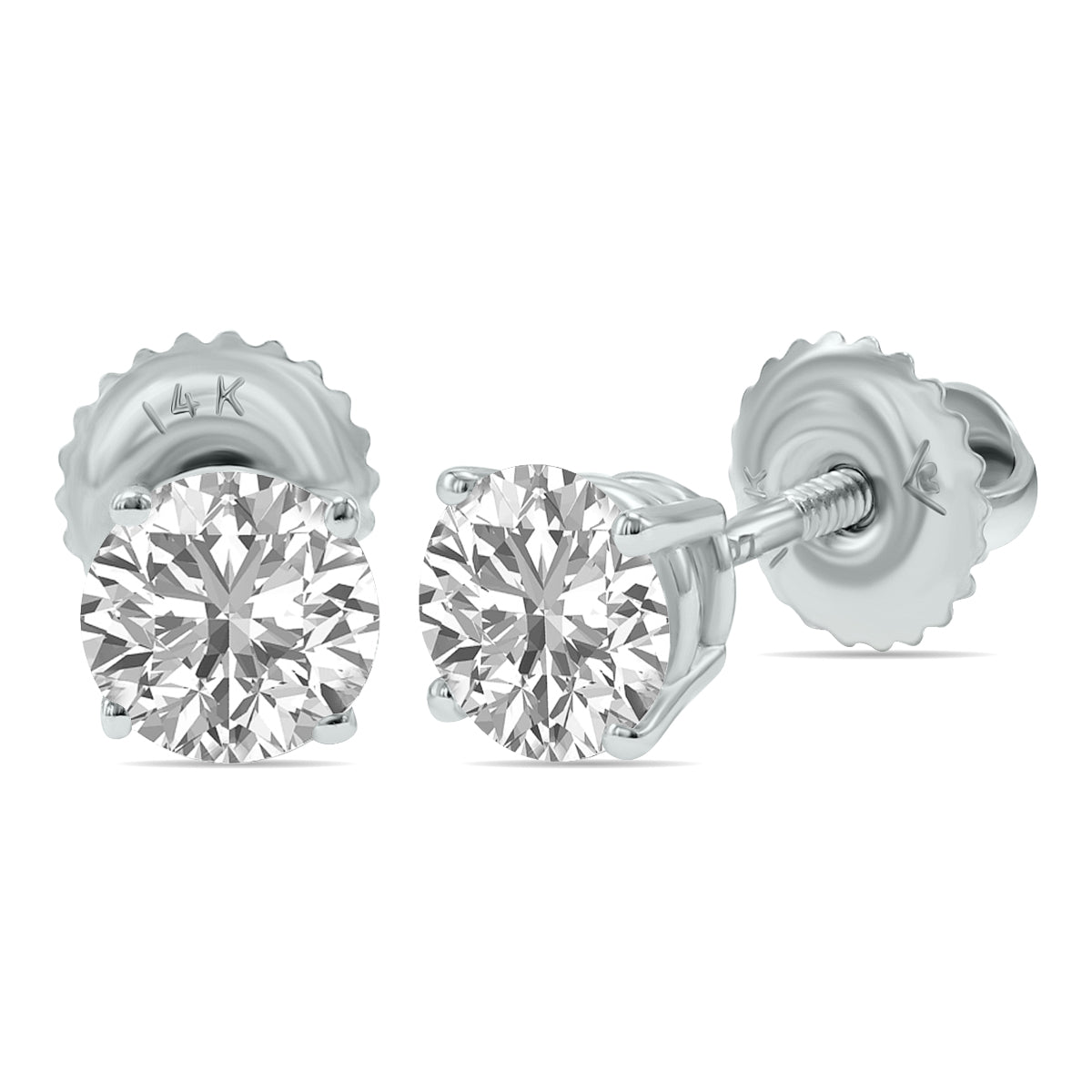 Lab Grown 1 Carat Total Weight Diamond Solitaire Earrings In 14K White Gold