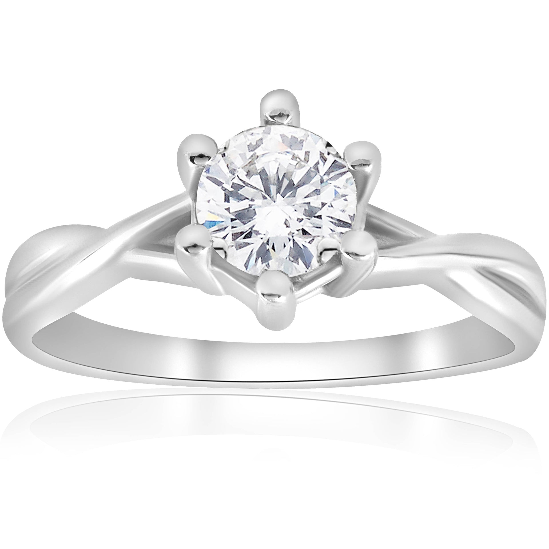 3/4 ct Twist Solitaire Diamond Engagement Ring 14K White Gold