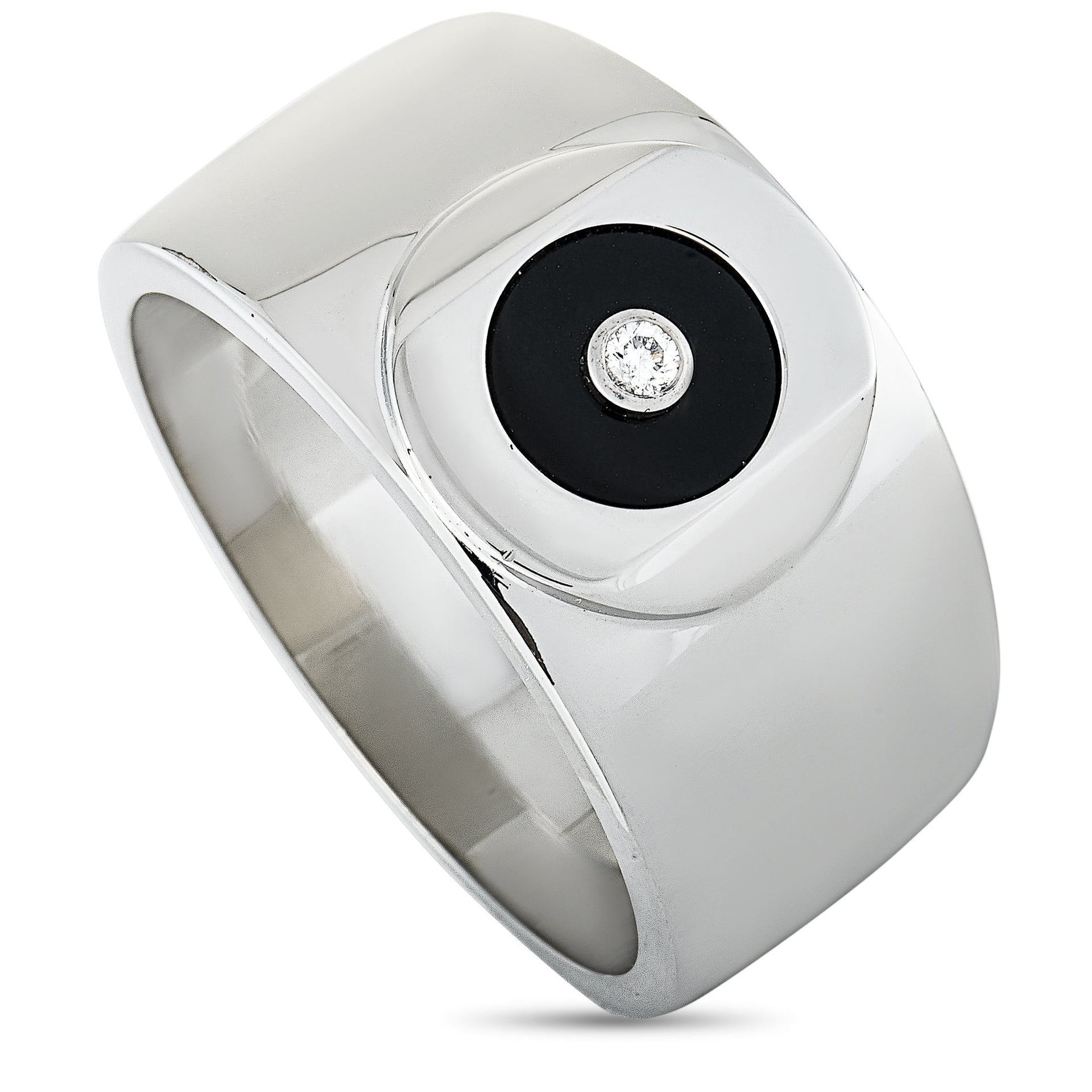 Sterling Silver Diamond and Onyx Ring