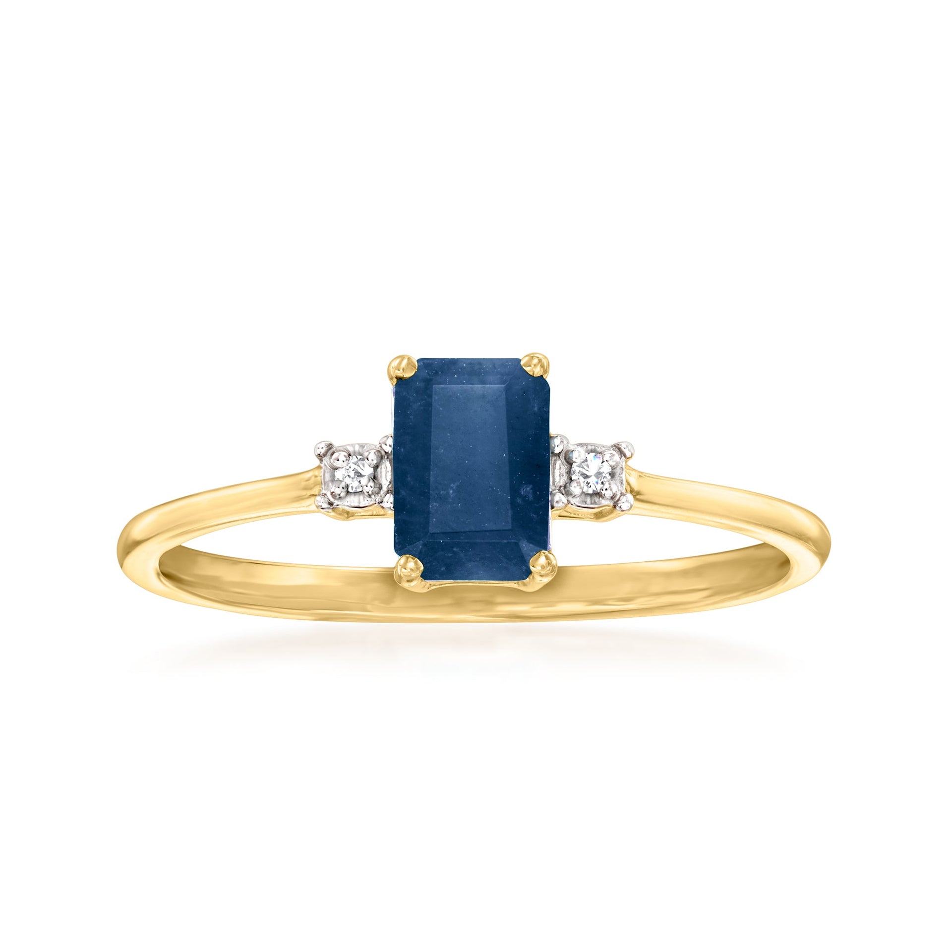 Canaria Sapphire Ring With Diamond Accents in 10kt Yellow Gold