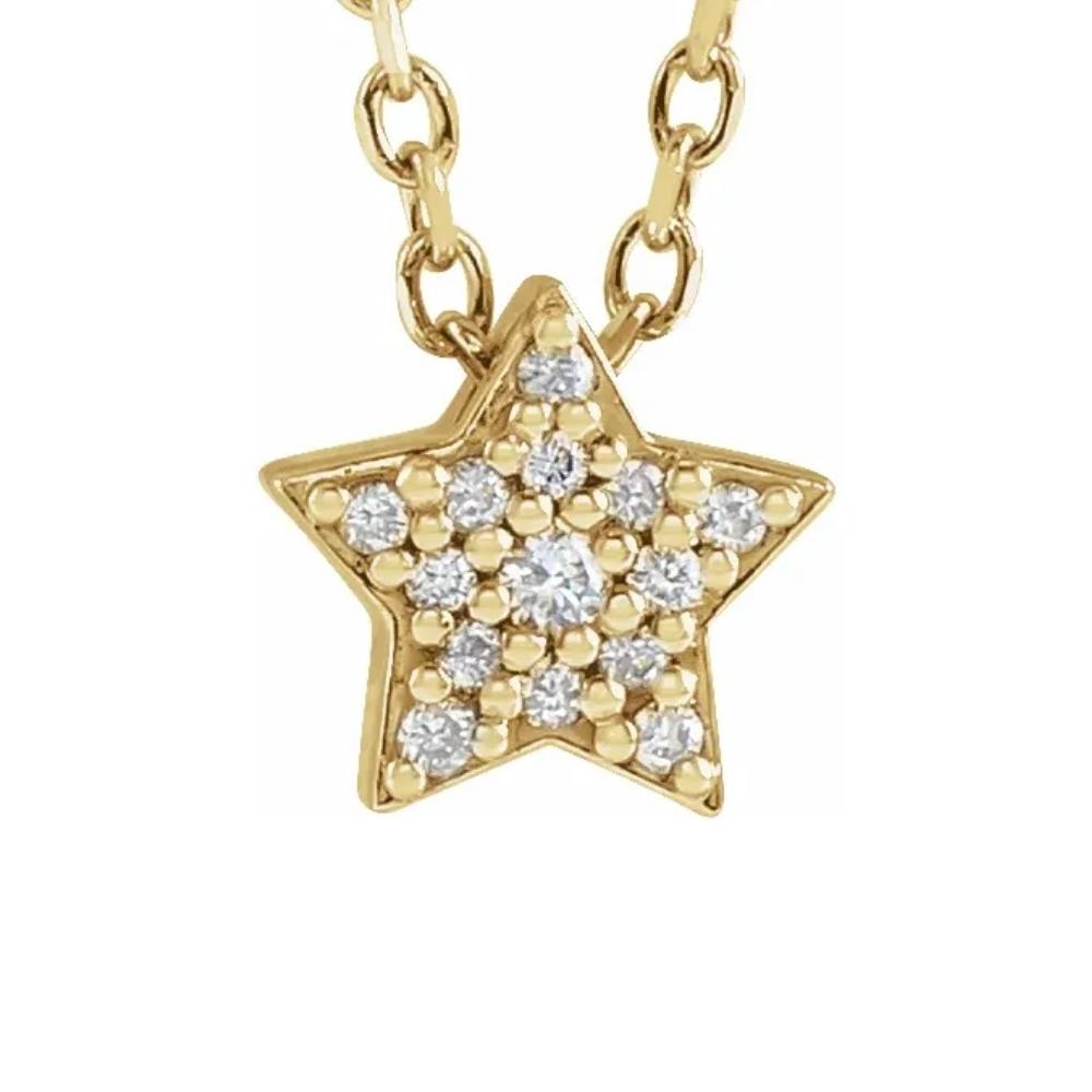 Dainty Diamond Star Pendant in 14k White, Yellow, or Rose Gold Necklace