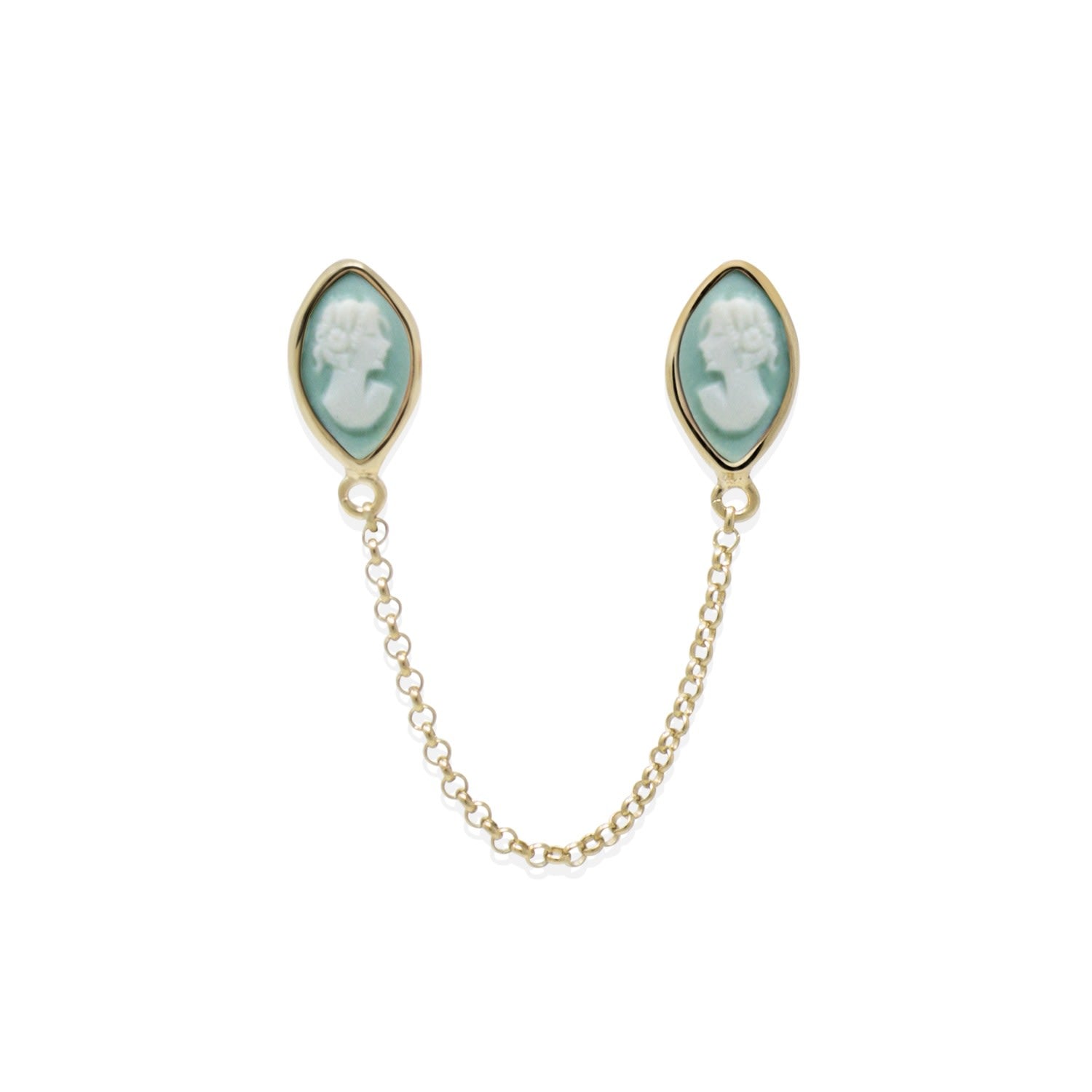Little Lovelies Gold-Plated Green Cameo Single Earring