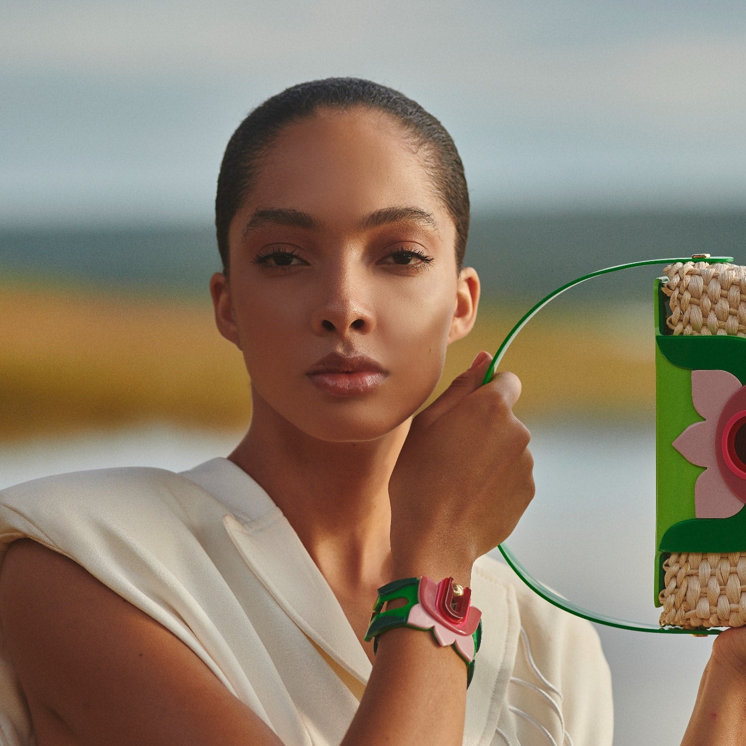 Acrylic Handmade Bracelet Lilium Green