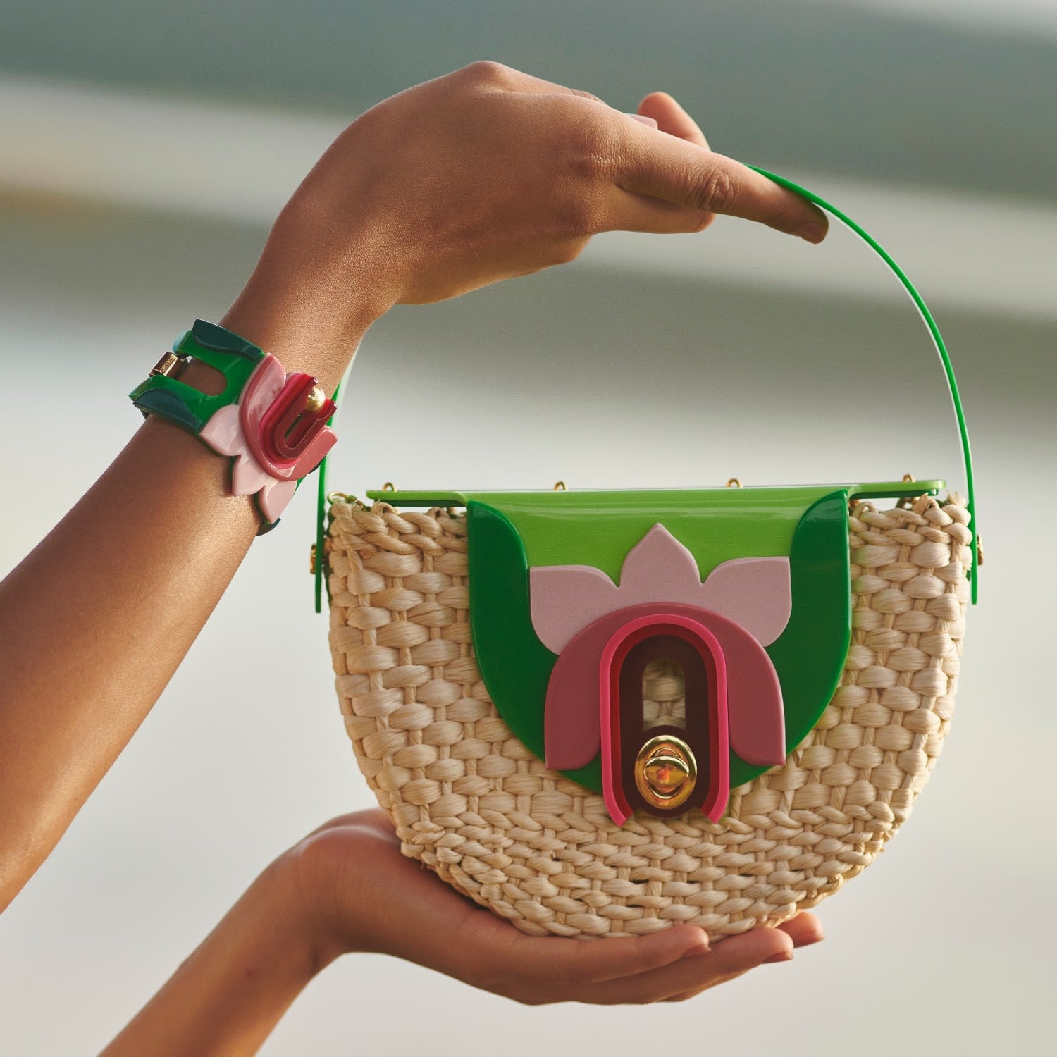 Acrylic Handmade Bracelet Lilium Pink