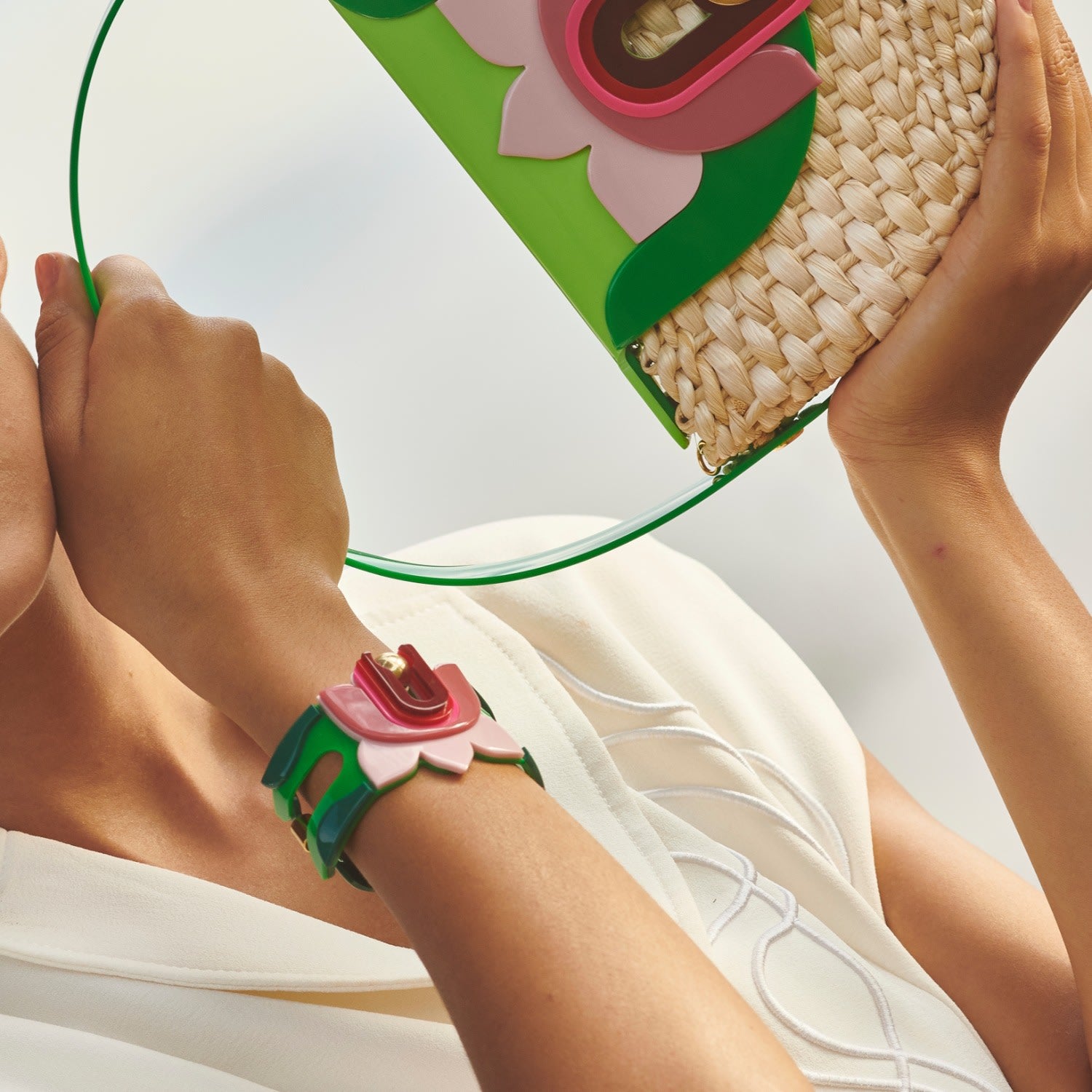 Acrylic Handmade Bracelet Lilium Yellow