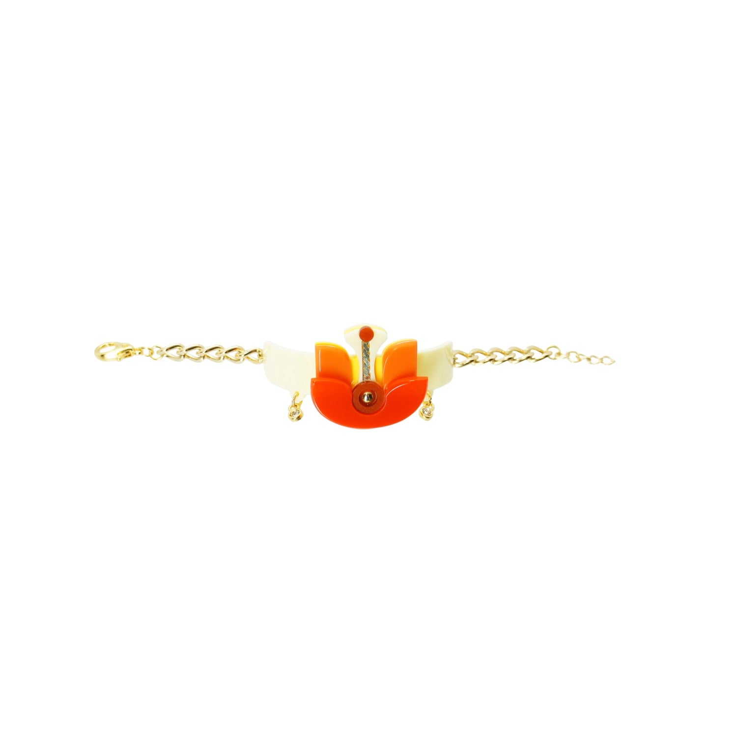 Acrylic Handmade Bracelet Lotus Orange