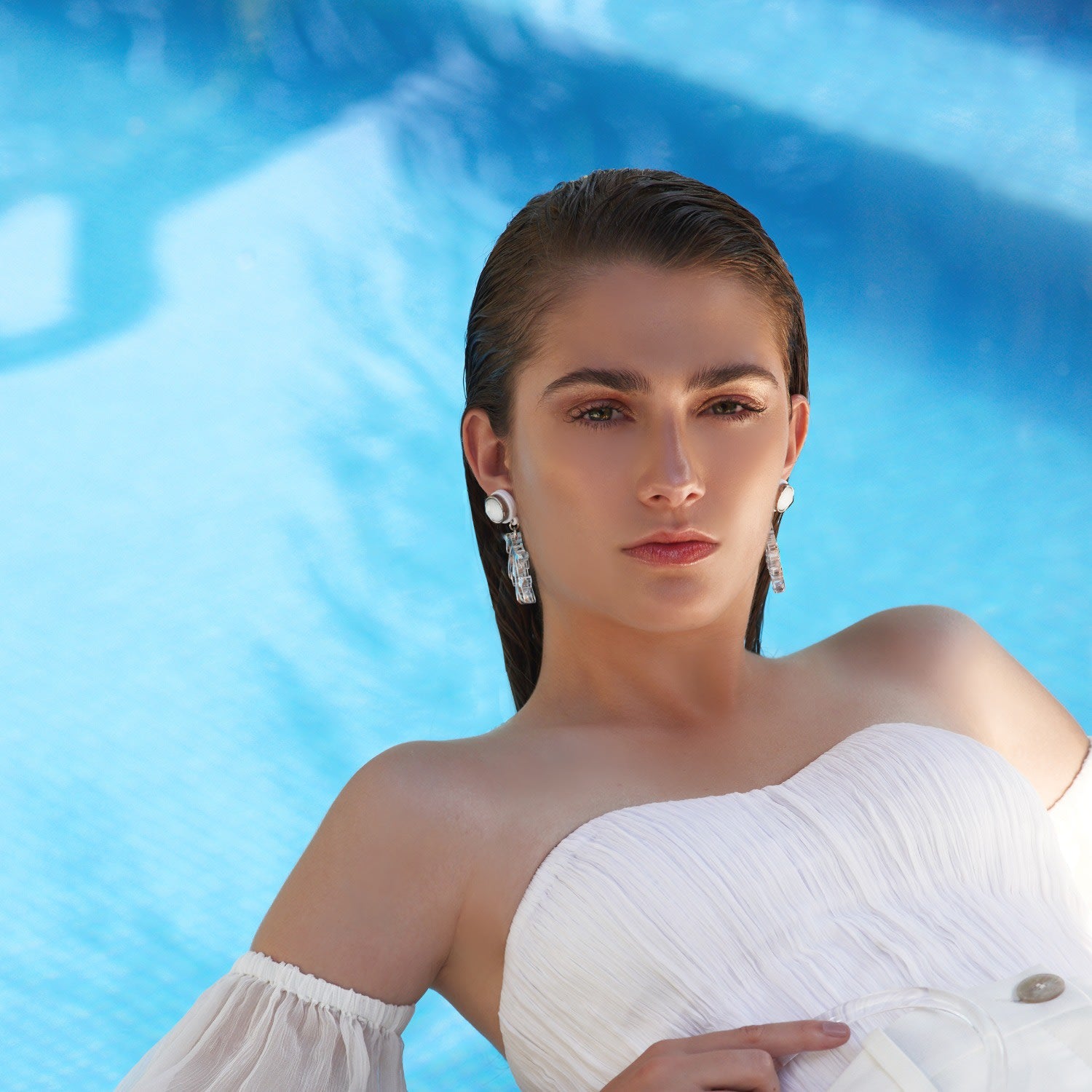 Acrylic Handmade Earring Branch Coral Marbled Turquoise