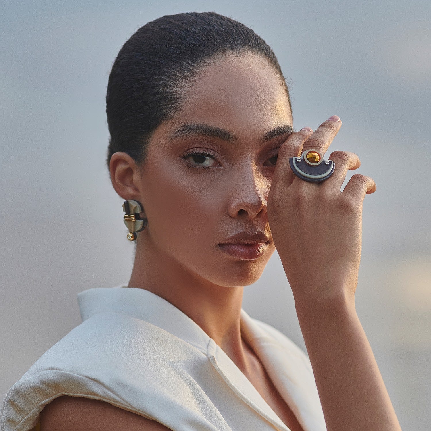 Acrylic Handmade Earring Buriti Orange