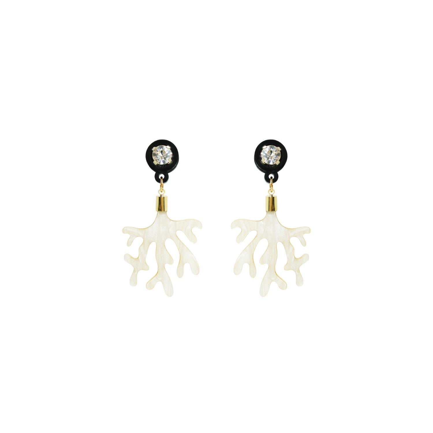 Acrylic Handmade Earring Coral And Strass Nacre