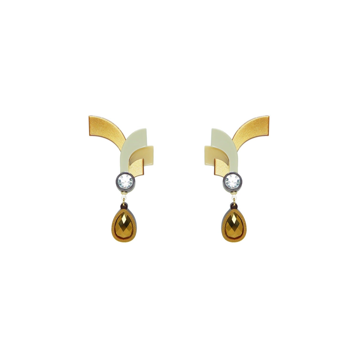 Acrylic Handmade Earring Crest Gold