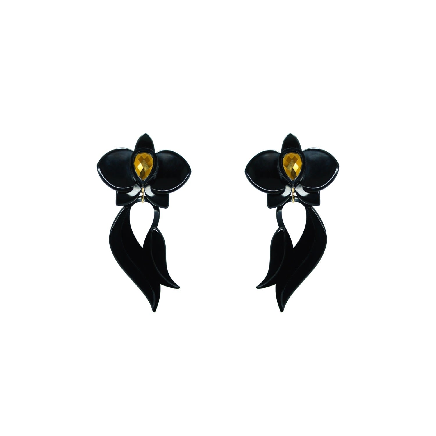 Acrylic Handmade Earring Deco Orchid Black
