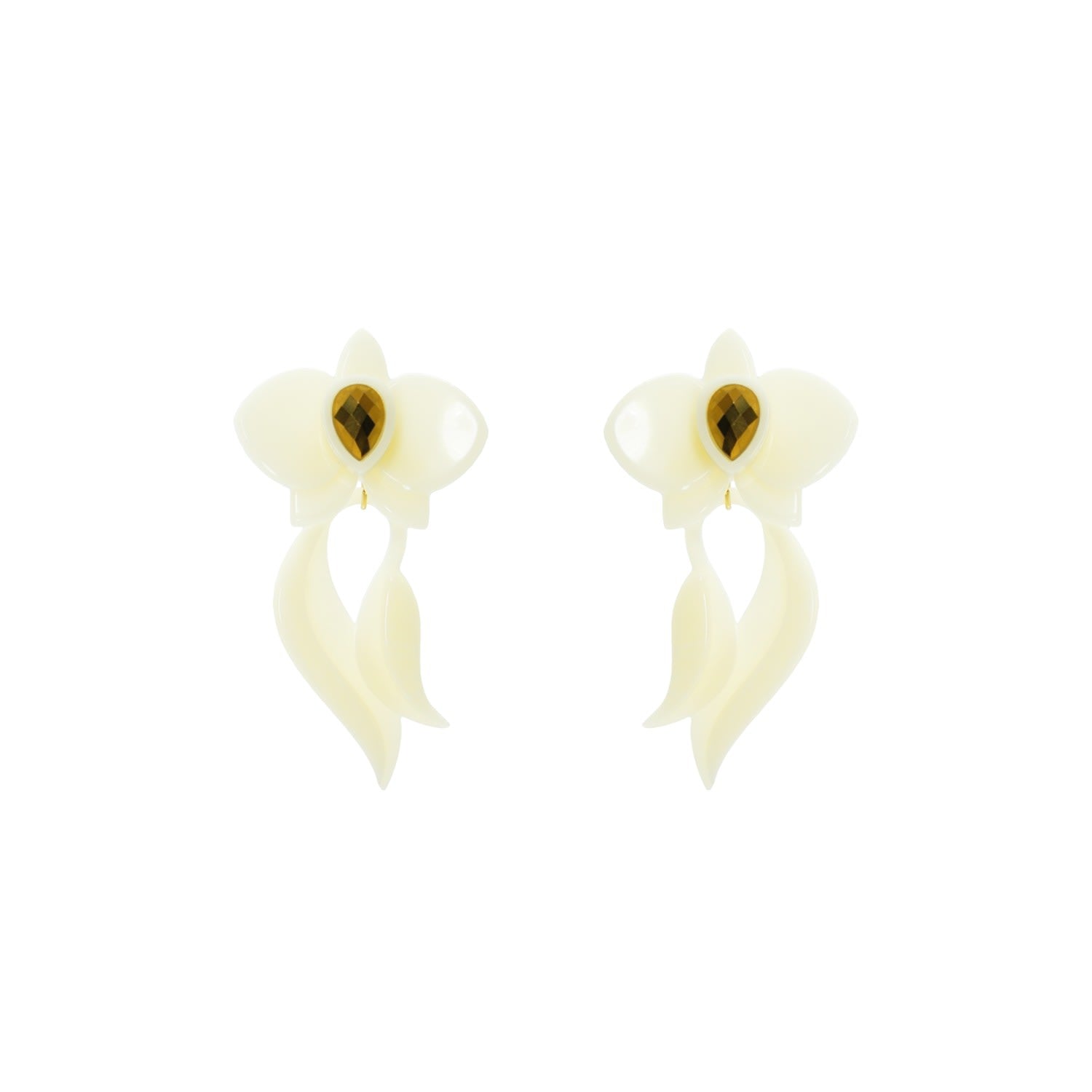 Acrylic Handmade Earring Deco Orchid Cream