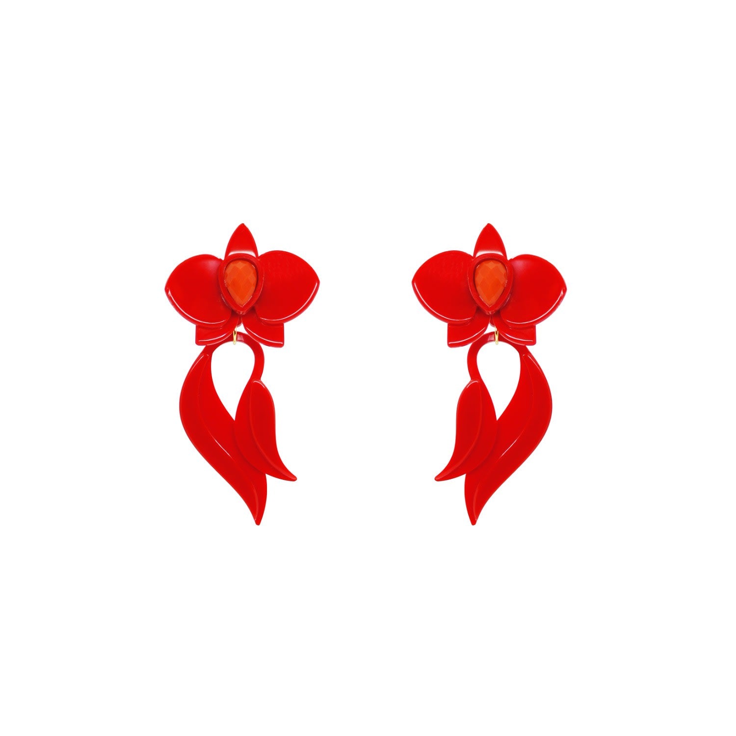 Acrylic Handmade Earring Deco Orchid Red